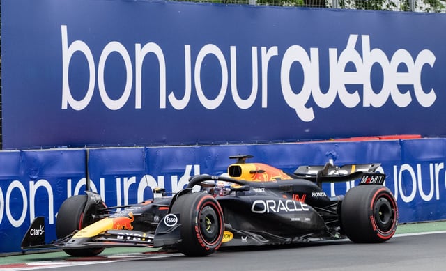 Red Bull Racing driver Max Verstappen of the Netherlands, drives during the qualifying session at the Canadian Grand Prix June 8, 2024 in Montreal. THE CANADIAN PRESS/Christinne Muschi