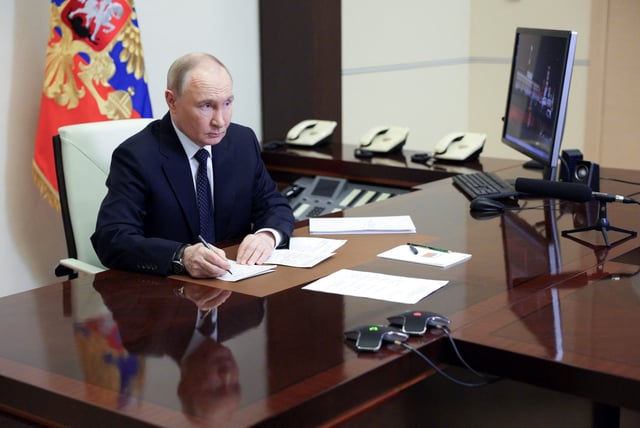 Russian President Vladimir Putin chairs a meeting with members of the government via video link at the Novo-Ogaryovo state residence outside Moscow, Russia June 4, 2025. Sputnik/Gavriil Grigorov/Pool via REUTERS/ File Photo
