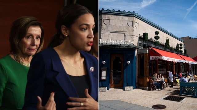 Rep. Nancy Pelosi and Rep. Alexandria Ocasio-Cortez joined a call to boycott Le Diplomate and five other D.C. restaurants over labor disputes. Photo: Alex Wong/Getty Images and Al Drago/Bloomberg via Getty Images