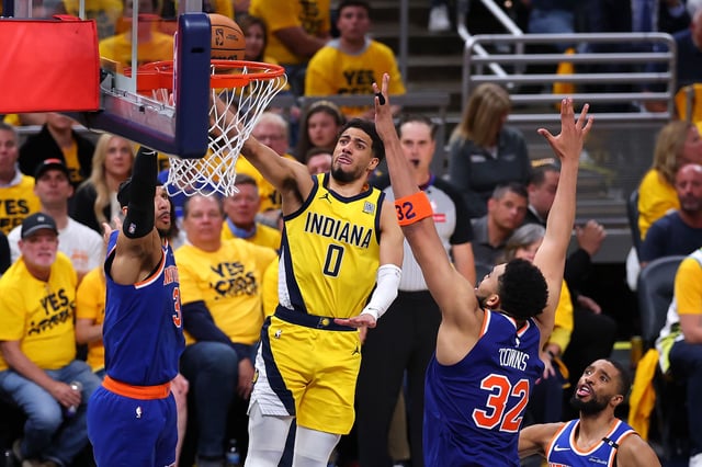 Haliburton (No. 0) has had key moments for the Pacers' 2025 NBA playoff run.