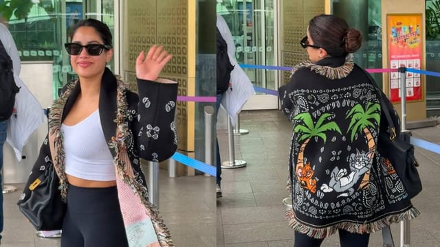  Janhvi Kapoor looked like the diva she is, in her comfortable yet chic airport look. (Image: Viral Bhayani)