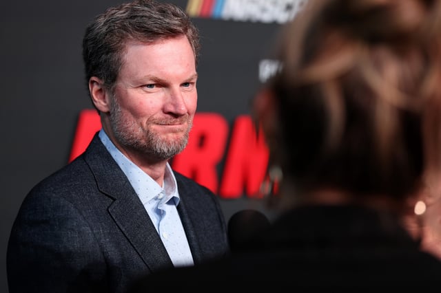 Dale Earnhardt Jr. speaks to the media on the red carpet for the NASCAR on Prime Presents The World Premiere of Earnhardt at The Revelry on May 22, 2025 in Charlotte, North Carolina.