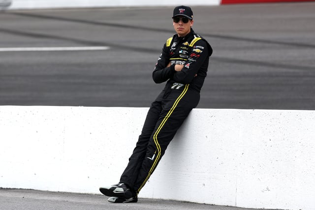 Carson Hocevar, driver of the #77 Gainbridge/WNBA All Star &#39;25 Chevrolet, during the NASCAR Cup Series All-Star Pit Road Qualifying Entry/Exit Practice (Open) at North Wilkesboro Speedway on May 16, 2025 in North Wilkesboro, North Carolina.