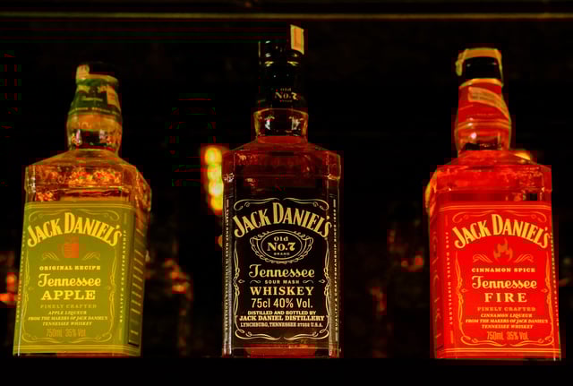 Bottles of Jack Daniel's are displayed at a bar in Gurugram, India, November 26, 2024. REUTERS/Priyanshu Singh/File Photo