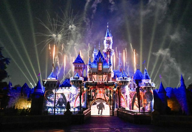 Sleeping Beauty Castle is light up during “Wondrous Journeys” Nighttime Spectacular at Disneyland in Anaheim, CA, on Wednesday, May 14, 2025. Disneyland is celebrating its 70th anniversary from May 16, 2025 through summer 2026.(Photo by Jeff Gritchen/MediaNews Group/Orange County Register via Getty Images)