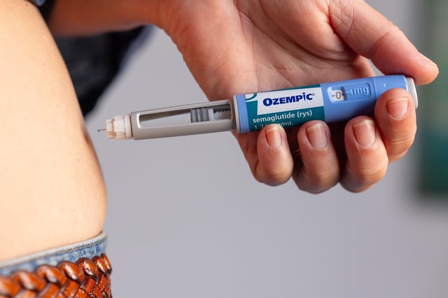 Ozempic is medicine for adults with type 2 diabetes that along with diet and exercise may improve blood sugar. While some doctors are prescribing it &#34;off label&#34; for weight loss, on October 10, 2024, in Sydney, Australia.