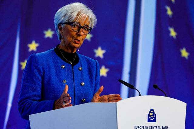 European Central Bank (ECB) President Christine Lagarde addresses the media, following the Governing Council's monetary policy meeting at the ECB headquarters, in Frankfurt, Germany, January 30, 2025. REUTERS/Kai Pfaffenbach/File Photo