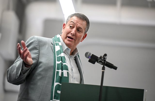 Controlling owner Rob Cohen speaks during an introductory press conference for the NWSL at GALS School in Denver on March 18, 2025. (Photo by AAron Ontiveroz/The Denver Post)