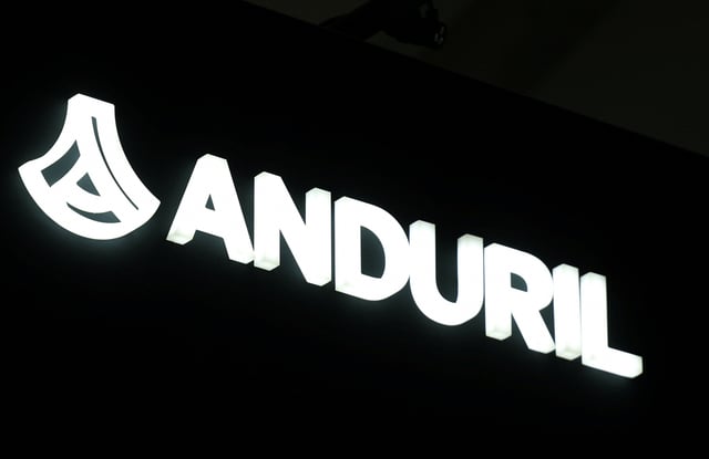 The Anduril logo is displayed at its stand at the Australian International Airshow in Avalon, Australia March 25, 2025. REUTERS/Hollie Adams/File Photo