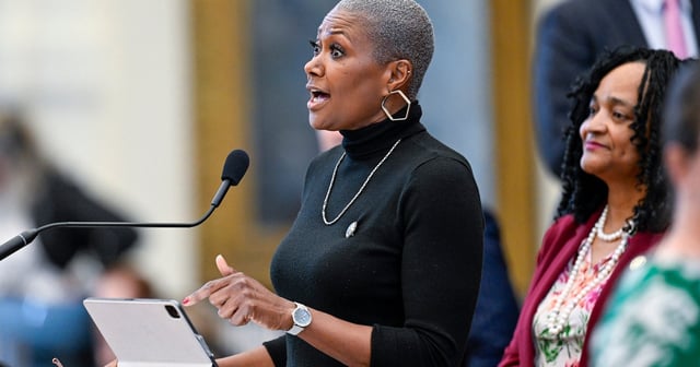 State Rep. Jolanda Jones, D-Houston, speaks in favor of Medicaid expansion during the budget debate in the Texas House on April 10, 2025.