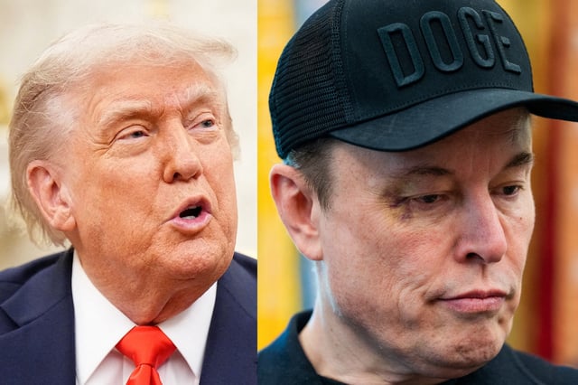 Photos: MICHAEL KAPPELER/POOL/AFP via Getty Images (Trump) ALLISON ROBBERT/AFP (Musk)