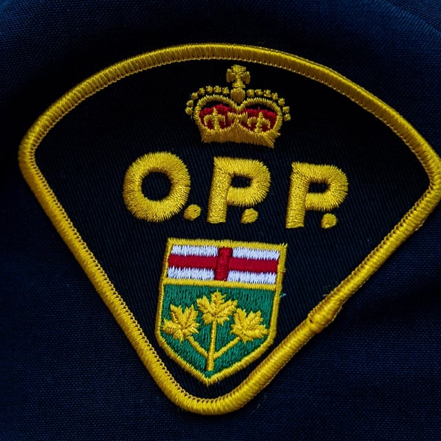 An Ontario Provincial Police (OPP) patch is seen in Ottawa, on Sunday, Sept. 29, 2024. THE CANADIAN PRESS/Spencer Colby