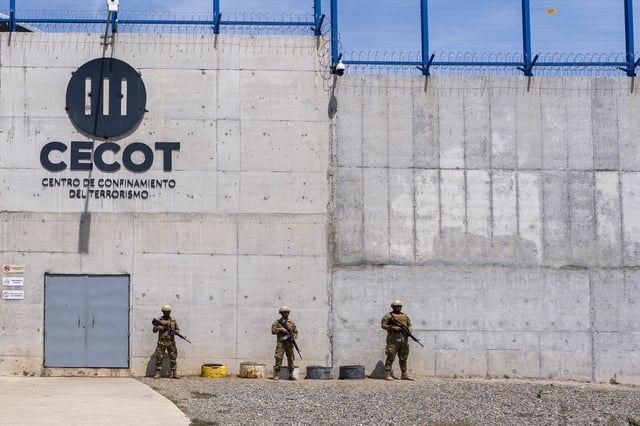FILE - The exterior of the Terrorist Confinement Center as Homeland Security Secretary Kristi Noem arrives, in Tecoluca, El Salvador, Wednesday, March 26, 2025. (AP Photo/Alex Brandon, File)
