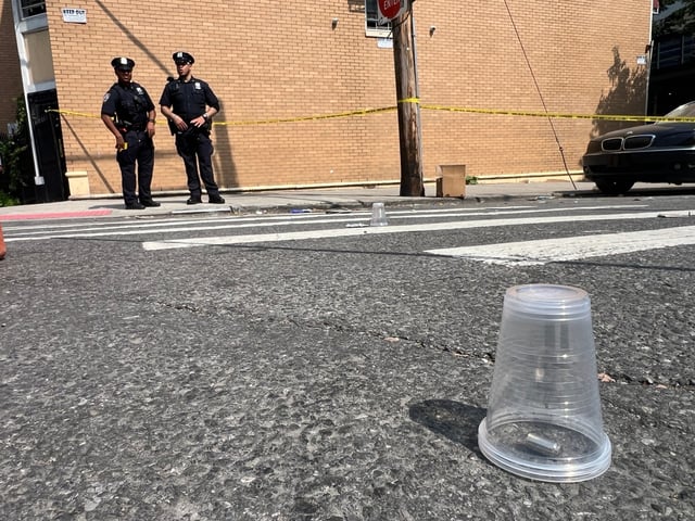 Two teenagers were shot outside a grocery store near E. 176th St. and Anthony Ave. in the Bronx on Thursday, June 5, 2025. (Barry Williams / New York Daily News)