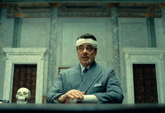 Benicio del Toro in a scene from &#34;The Phoenician Scheme.&#34; (Courtesy of TPS Productions/Focus Features via AP)