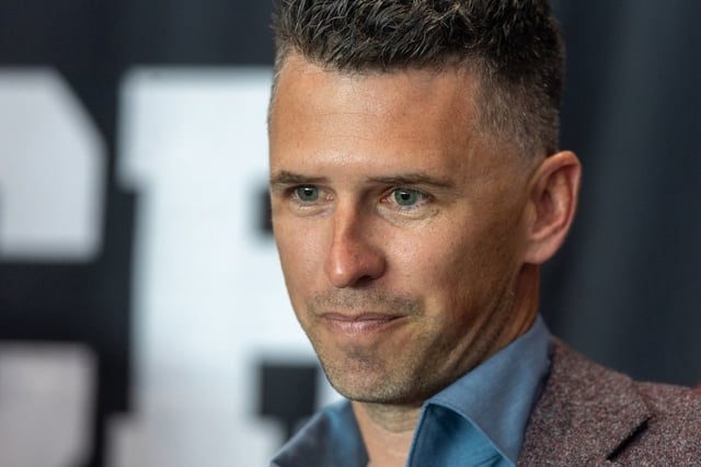 Buster Posey speaks briefly at the 35th annual Play Ball Lunch, Tuesday, March 25, 2025, at Oracle Park in San Francisco, Calif. The event raises money for the Junior Giants charity. (Karl Mondon/Bay Area News Group)