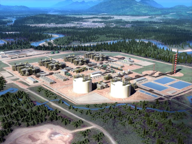 An artist's rendering illustrates the LNG Canada liquefied natural gas export facility in Kitimat, British Columbia, Canada. LNG Canada/Handout via REUTERS/File Photo
