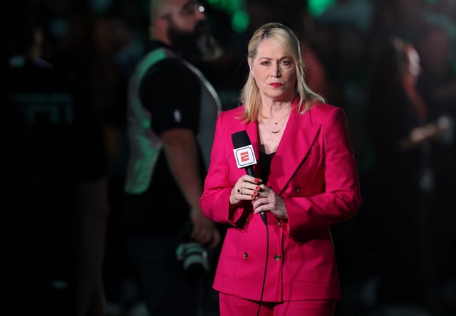 ESPN commentator Doris Burke looks on before game two of the 2024 NBA Finals between the Boston Celtics and the Dallas Mavericks at TD Garden.
