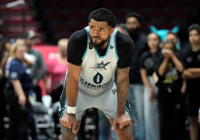 Scarborough Shooting Stars guard Jalen Harris waits for play to begin in the final seconds of their loss to the Hamilton Honey Badgers during the CEBL championship final, Sunday, August 14, 2022 in Ottawa. THE CANADIAN PRESS/Adrian Wyld