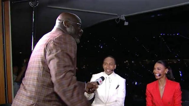 Shaquille O'Neal on the set of ESPN's "NBA Countdown" before Game 1 of the NBA Finals.