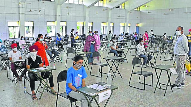 Every year, more than 1 million students take the CET for admission to various courses, of which more than 25,000 students take the exam at centres outside the state (Photo by Harsimar Pal Singh/Hindustan Times)