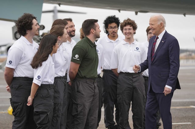 This January 2025 photo shows then-President Joe Biden greeting members of AmeriCorps National Civilian Community Corps in Charleston, S.C. A federal judge on Thursday blocked Trump’s AmeriCorps cuts, ensuring continued support for California and 23 other states’ vital community programs.