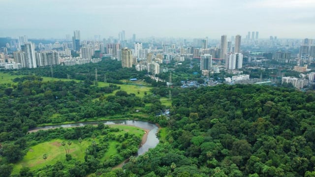 Mumbai, India. June 05, 2025: Top view of Sanjay Gandhi National Parl and Borivali area of Mumbai Suburban. Mumbai, India. June 05, 2025. (Photo by Raju Shinde/HT Photo) (Hindustan Times)