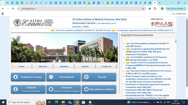 AIIMS B.SC Nursing Result 2025: AIIMS Nursing results expected today