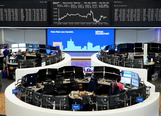 The German DAX share price index graph is displayed at the stock exchange in Frankfurt, Germany, June 5, 2025.  REUTERS/Staff/ File Photo