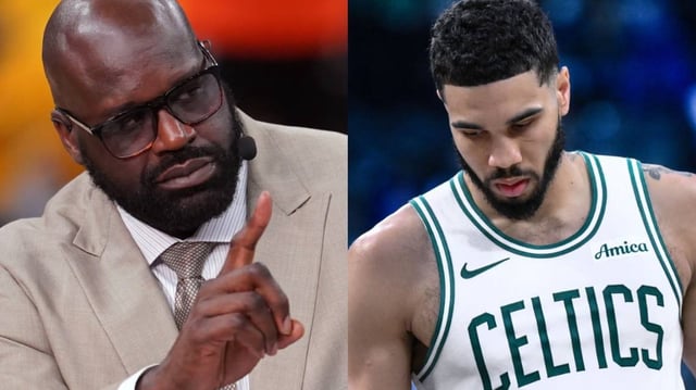 NBA analyst Shaquille O’Neal and Boston Celtics star Jayson Tatum.