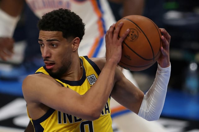Tyrese Haliburton, auteur du shoot de la victoire des Indiana Pacers sur le Oklahoma City Thunder dans le match 1 de la finale NBA le 5 juin 2025 à Oklahoma City