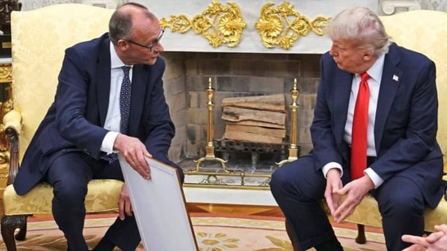 German Chancellor Merz Gifts Trump Grandfather’s Birth Certificate, Reminds Him of German Roots | Image: X