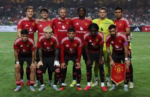 Soccer Football - Friendly - Hong Kong v Manchester United - Hong Kong Stadium, Hong Kong, China - May 30, 2025 Manchester United players pose for a team group photo before the match REUTERS/Tyrone Siu/File Photo