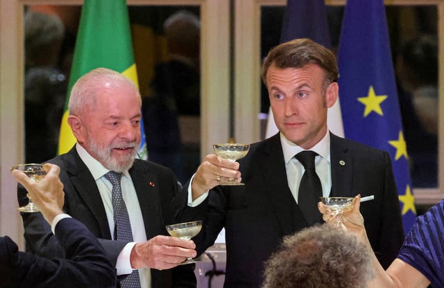 Les présidents Lula et Macron lors d'un dîner d'Etat à l'Elysée à Paris, le 5 juin 2025.