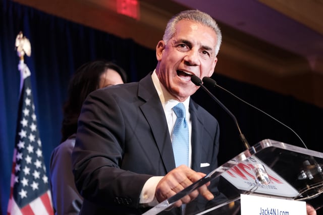 Jack Ciattarelli speaks during an election watch party in Bridgewater, New Jersey on November 2, 2021.