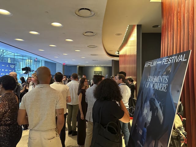 Runway's third-annual AI Film Festival kicks off with a screening at Lincoln Center's Alice Tully Hall in New York on Thursday, June 5, 2025. (AP Photo/Wyatte Grantham-Philips)