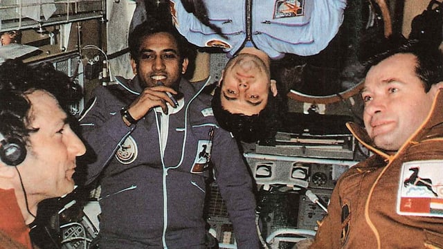 Soyuz T-11 rocket astronauts, including Rakesh Sharma, after the rocker was onboard Salyut-7 | Courtesy: spacefacts.de