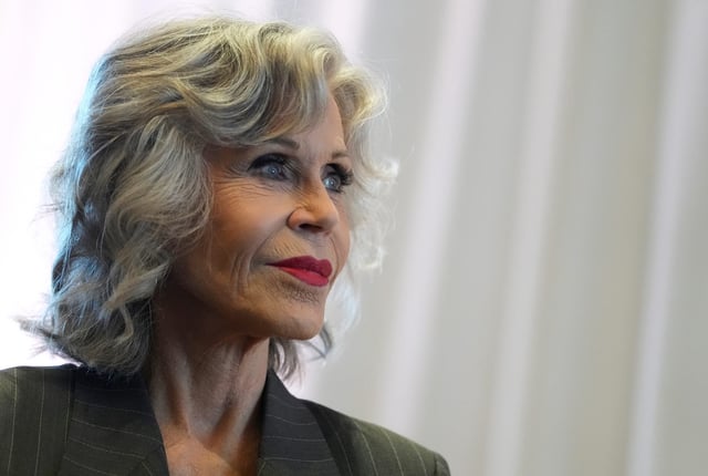 Jane Fonda talks with the Detroit Free Press before she speaking at the Corewell Health fundraiser Heart to Heart luncheon at the Franklin Hills Country Club in Franklin on Wednesday, Sept. 18, 2024.