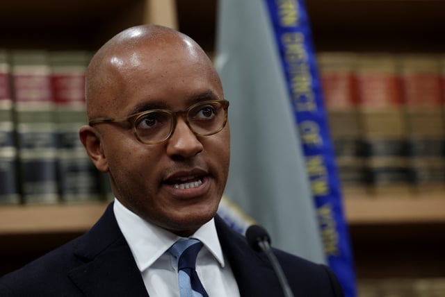 U.S. Attorney for the Southern District of New York Damian Williams speaks after the unsealing of an indictment against New York City Mayor Eric Adams, who was charged with bribery and illegally soliciting a campaign contribution from a foreign national, during a press conference in New York City, U.S. September 26, 2024. REUTERS/Mike Segar/File Photo