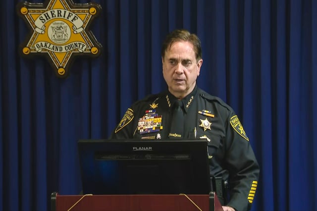 Oakland County Sheriff Michael J. Bouchard speaks during a press conference on June 6, 2025.