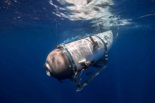 The Titan submersible beginning a descent.