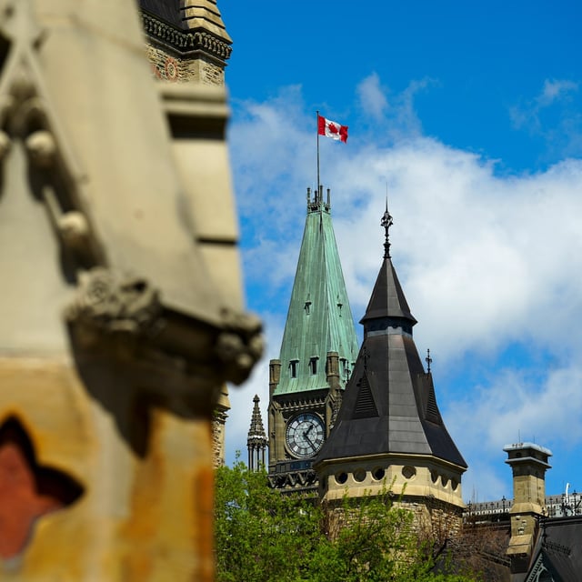 Parliament Hill in Ottawa in May 2024. The federal Department of Justice is laying off up to 264 employees.