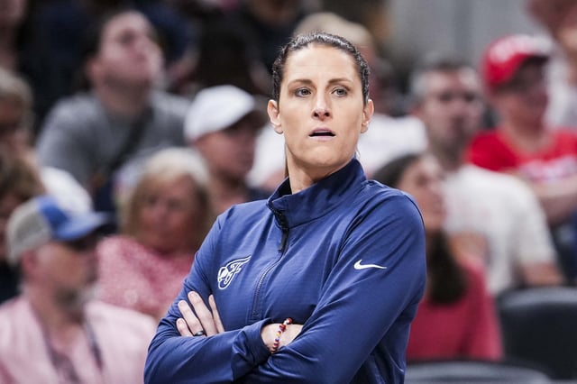 Jun 3, 2025; Indianapolis, Indiana, USA; Indiana Fever head coach Stephanie White watches the action during a game between the Indiana Fever and the Washington Mystics at Gainbridge Fieldhouse in Indianapolis. Mandatory Credit:  Grace Smth- INDIANAPOLIS STAR-Imagn Images