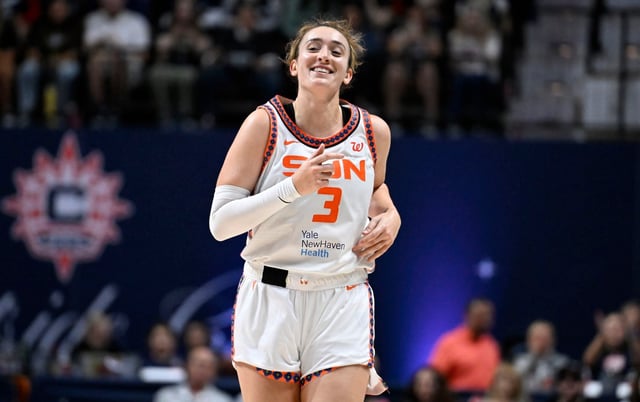Connecticut Sun guard Marina Mabrey, shown in action earlier in the season, helped her team to its second win of the season with a game-high 34 points in a 84-76 win over the Atlanta Dream on Friday night at Mohegan Sun Arena. (Jessica Hill/Special to the Courant)