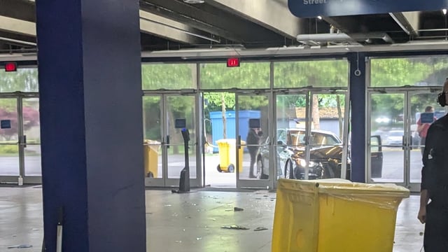 A car crashed into Pacific Coliseum arena in Vancouver on the evening of Thursday, June 5, 2025.