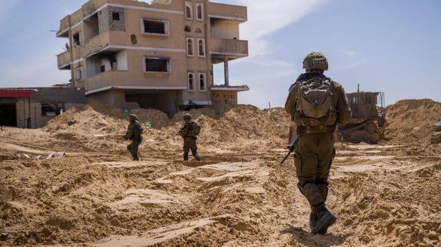 Israelische Soldaten in der Region Rafah im Gazastreifen (Aufnahme vom 2. April 2025)
