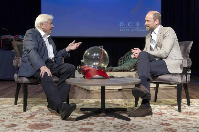 The Prince of Wales and David Attenborough speak ahead of the premiere of "Ocean" at London's Royal Festival Hall in May.