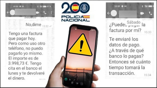 Imagen de mensajes de intento de estafa con el método del hijo en apuros.