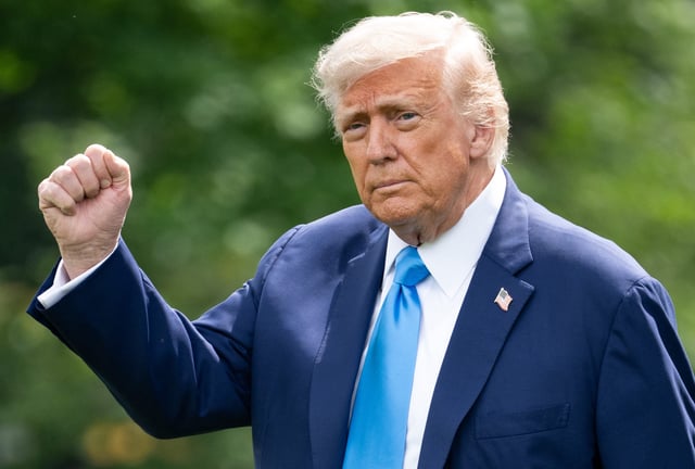 President Donald Trump walks to Marine One on the South Lawn as he departs the White House in Washington, D.C., on June 6, 2025.