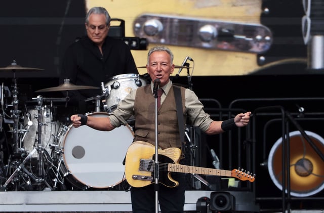 Bruce Springsteen performs with his E Street band at Anfield Football Stadium in Liverpool on June 4, 2025.